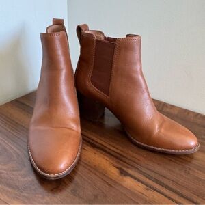Madewell 7.5 Leather Ankle Tan Brown English Saddle Regan Boots Heeled Normcore